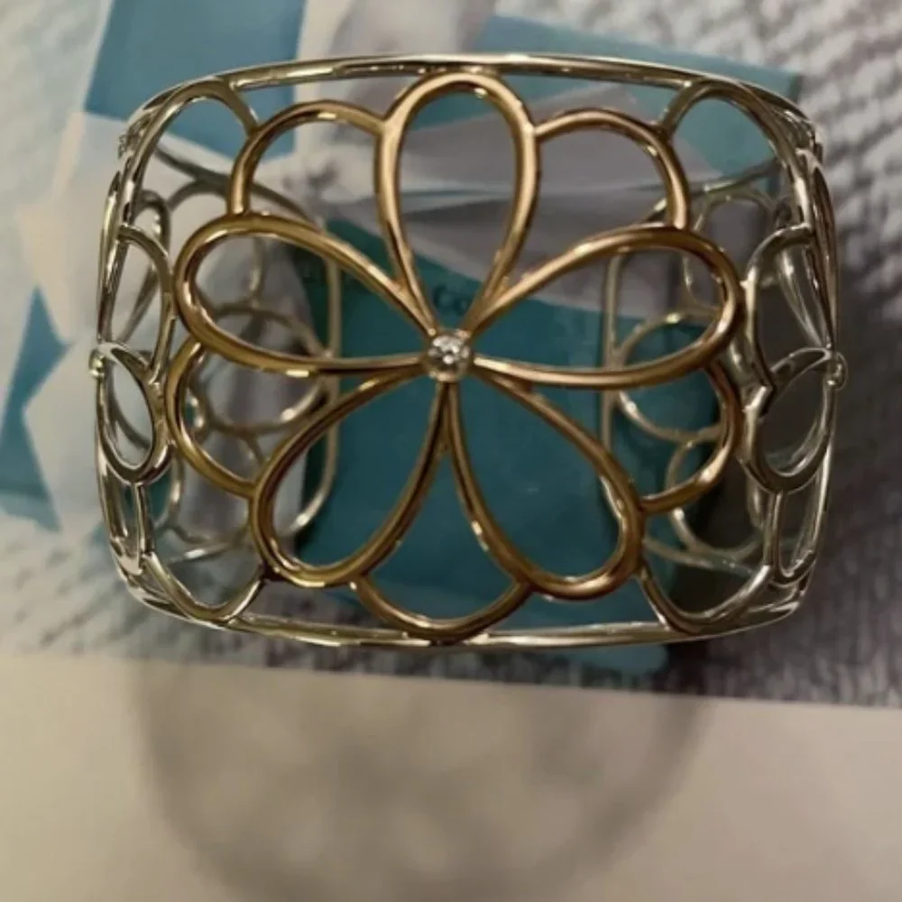 Tiffany & Co. Gold and Silver Garden Bangle Cuff Bracelet